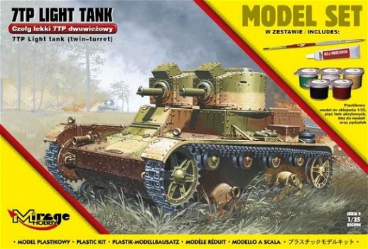 Bouwpakket Hobby Mirage schaal 1:35 7TP Twin Turret 835094 incl verf - 1