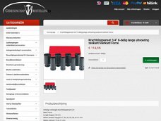 Krachtdoppenset 3/4 duim 8-delig lange uitvoering zeskant/vierkant Force