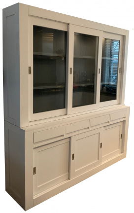 Buffetkast Enschede wit - grijs 200 x 50/40 x 220cm greeploze laden - nr. 1