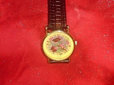 Schitterend 14k Goldplated Vlinders en Bloemen Horloge - 1