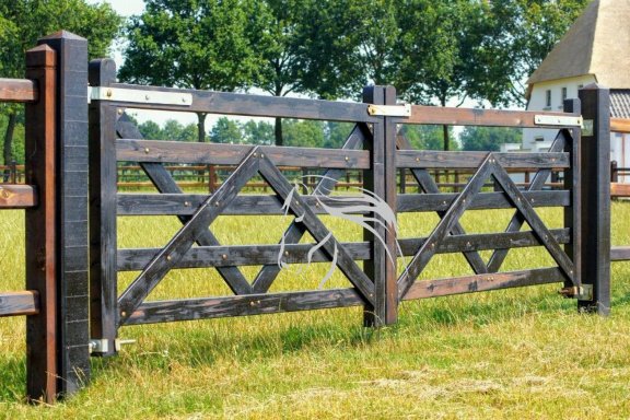 Veld Omheiningen, Houten poort, weide poort, landhekken - Afbeelding 2
