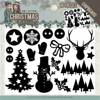 Amy Design, Chipboard - Christmas Wishes ; ADCB1003 - 1