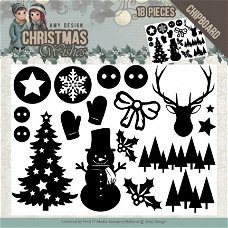 Amy Design, Chipboard - Christmas Wishes ; ADCB1003