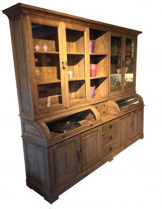 Grutterskast teak hout 260cm breed met bolle kleppen - nr. 1