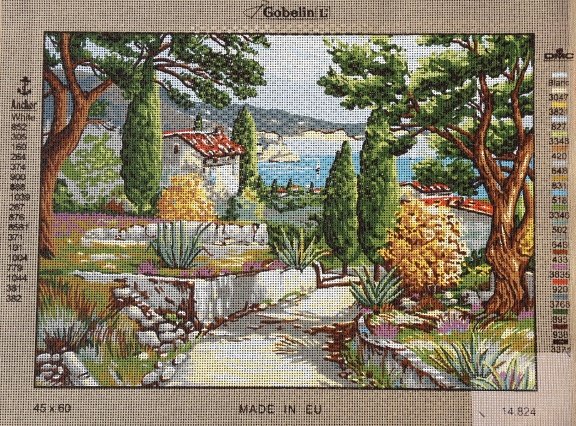 VOORBEDRUKT BORDUURSTRAMIEN , LANDSCHAP 824 - nr. 1
