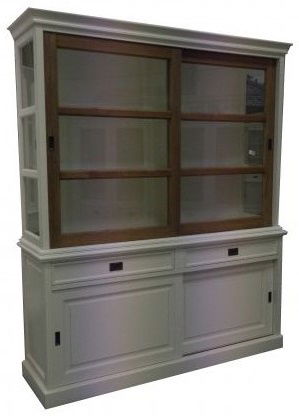 White wash kast met teak schuifdeuren 190cm breed - nr. 1