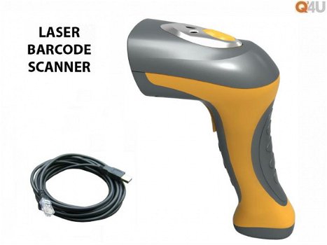 Laser Barcode scanner, geel / grijs, 60 cm. USB - 1