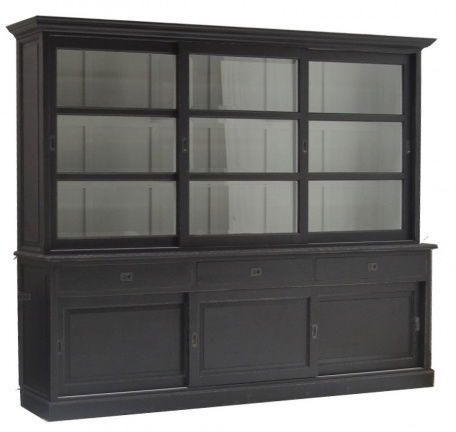 Buffetkast Heino antiek zwart geschuurd 275 x 50/40 x 220cm - nr. 1
