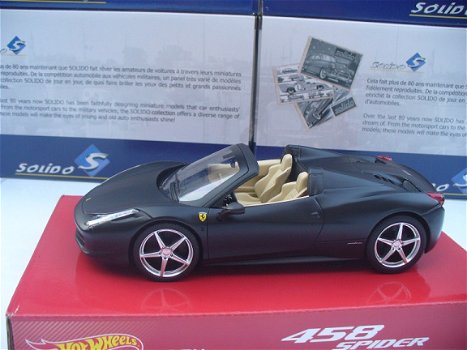 Hotwheels 1/24 Ferrari 458 Spider Mat Zwart - 3