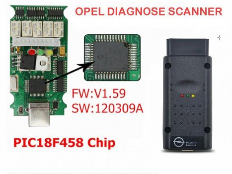 Opel OBD2 auto diagnose scanner, v. 1.59 USB, opcom op-com - 1