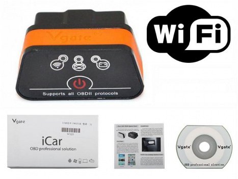 Vgate iCAR scanner, WiFi, ELM327 met knop - 1