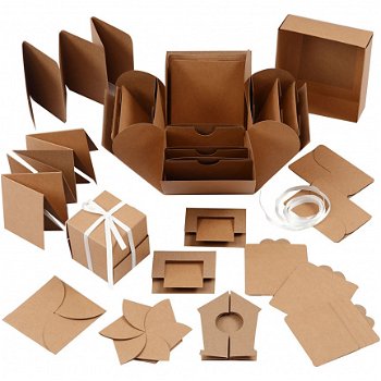 Basis cadeau verrassings explosie box kraft 12x12x12cm 1-set - 1