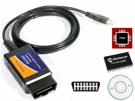 ELM327 OBD2 scanner, USB, met FTDI CHIP - 1