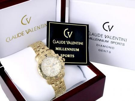 Claude Valentini 18K Goldplated Heren Chrono Horloge - 1