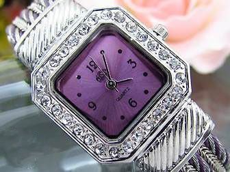 Fijn Topaz 18K WGPL Paars Vierkante Armband Horloge - 3