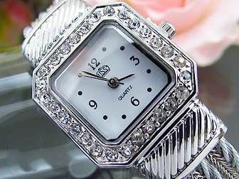 Fijn Topaz 18K WGPL Witte Vierkante Armband Horloge - 3