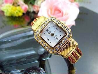 Fijn Topaz 18K GGPL Wit Vierkante Armband Horloge - 1