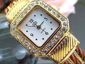 Fijn Topaz 18K GGPL Wit Vierkante Armband Horloge - 2