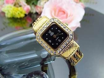 Fijn Topaz 18K GGPL Zwart Vierkante Armband Horloge - 1