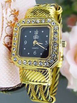 Fijn Topaz 18K GGPL Zwart Vierkante Armband Horloge - 2