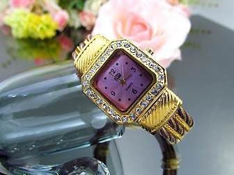Fijn Topaz 18K GGPL Paars Vierkante Armband Horloge - 1