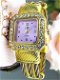 Fijn Topaz 18K GGPL Paars Vierkante Armband Horloge - 2 - Thumbnail