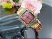 Fijn Topaz 18K GGPL Roze Vierkante Armband Horloge - 1 - Thumbnail