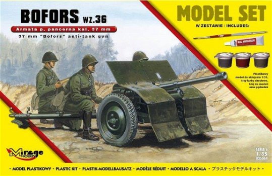 Bouwpakket Hobby Mirage schaal 1:35 Bofors anti tank 835061 incl - 1