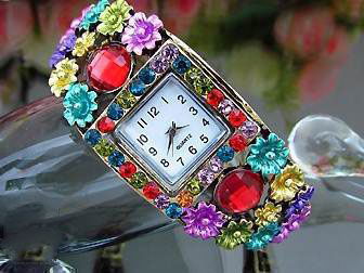 Crystal Vierkante Multi-Colour Horloge - 1