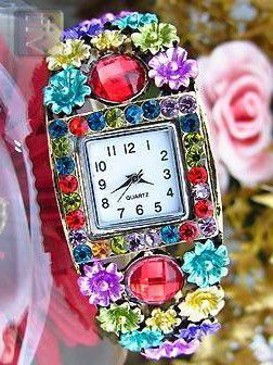 Crystal Vierkante Multi-Colour Horloge - 2