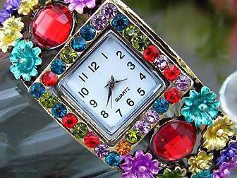 Crystal Vierkante Multi-Colour Horloge - 3