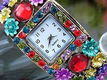 Crystal Vierkante Multi-Colour Horloge - 3 - Thumbnail