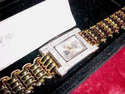 14K Goldplated Elizabeth Taylor White Diamonds Horloge (1) - 1