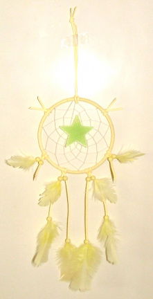 STER Dromenvanger/ Dreamcatcher in fluor-geel: Ring=13cm