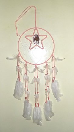 PAARD Dromenvanger/ Dreamcatcher in Stervorm- kleur roze: Ring=25cm