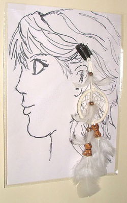 DROMENVANGER- HAIREXTENSION ("Haircatcher") met Maansteen & Katten: Ring=6cm