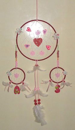 HARTJES Dromenvanger / Dreamcatcher en Initialen met 3 Ringen:1x20+2x8cm