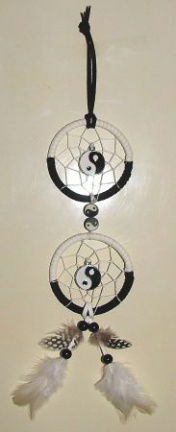 YIN YANG Dromenvanger / Dreamcatcher met 2 Ringen van 6cm