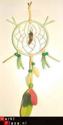 PAPEGAAI Dromenvanger / Dreamcatcher Groen: Ring=10cm - nr. 1