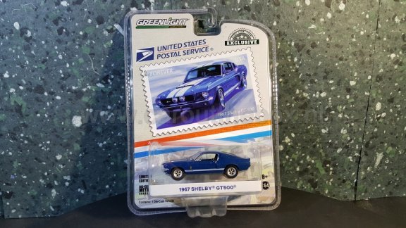 1967 Ford Mustang Shelby GT500 blauw 1:64 Greenlight - 1