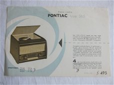 Antieke PONTIAC type 565 Fono-radio 1955 folder (D115)