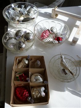 Mooie oude glazen kerst ballen - 1
