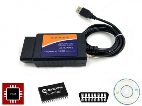 ELM327 OBD2 scanner, USB, met pic18f2480 en FTDI CHIP, met switch - 1