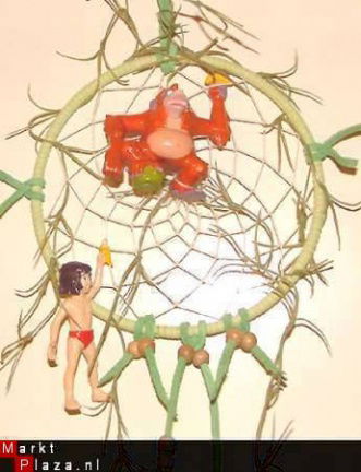 JUNGLE BOOK Dromenvanger / Dreamcatcher met MOWGLI en KONING LOUIE: Ring=13cm - Afbeelding 2