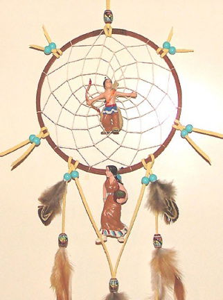 INDIAAN Dromenvanger / Dreamcatcher: Ring=15cm - Afbeelding 2