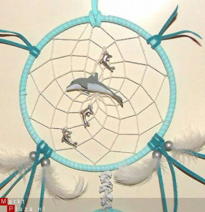 DOLFIJNEN Dromenvanger / Dreamcatcher met 2 Ringen - Afbeelding 2