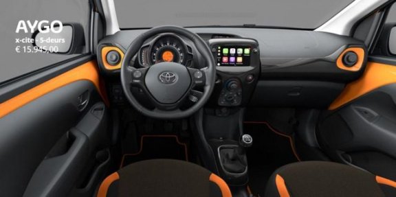 Toyota Aygo - 1.0 VVT-i X-Cite, Lm velgen, Apple Car play. Gratis 5 Jaar Fabrieksgarantie & Onderhou - 1