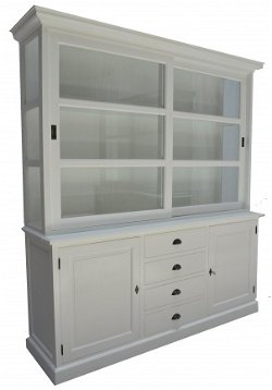 Witte vitrinekast 200cm breed zijkanten glas te koop