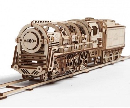 Houten bouwpakket Ugears trein stoom locomotief 31 cm - 1