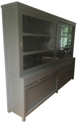 Winkelkast Kootwijk grijs - grijs laden greeploos 300 x 50/40 x 220cm - nr. 1